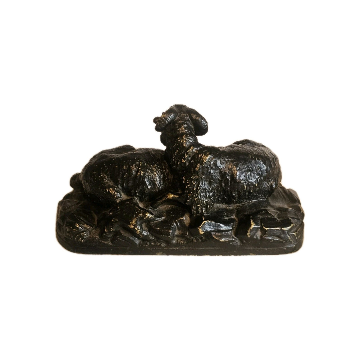 A 19thC Pair of Signed Andrea Buci  Bronze Sculptures Modelled as Ram  and Sheep