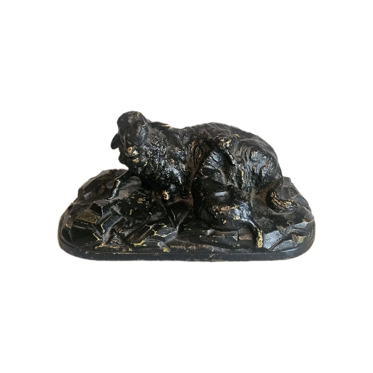 A 19thC Pair of Signed Andrea Buci  Bronze Sculptures Modelled as Ram  and Sheep