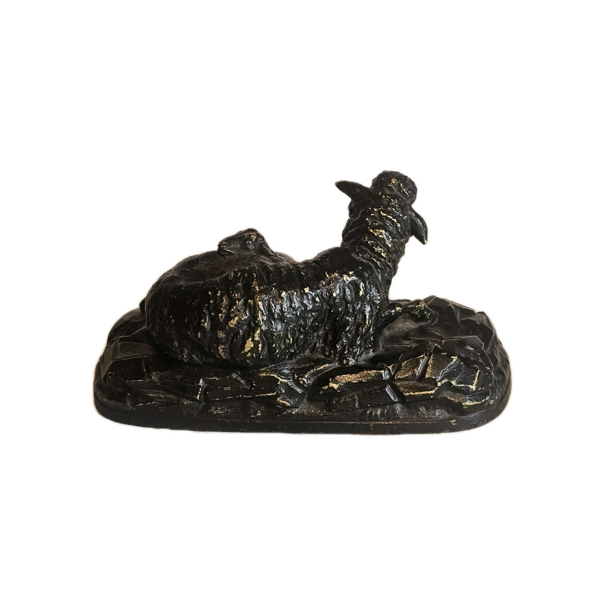 A 19thC Pair of Signed Andrea Buci  Bronze Sculptures Modelled as Ram  and Sheep