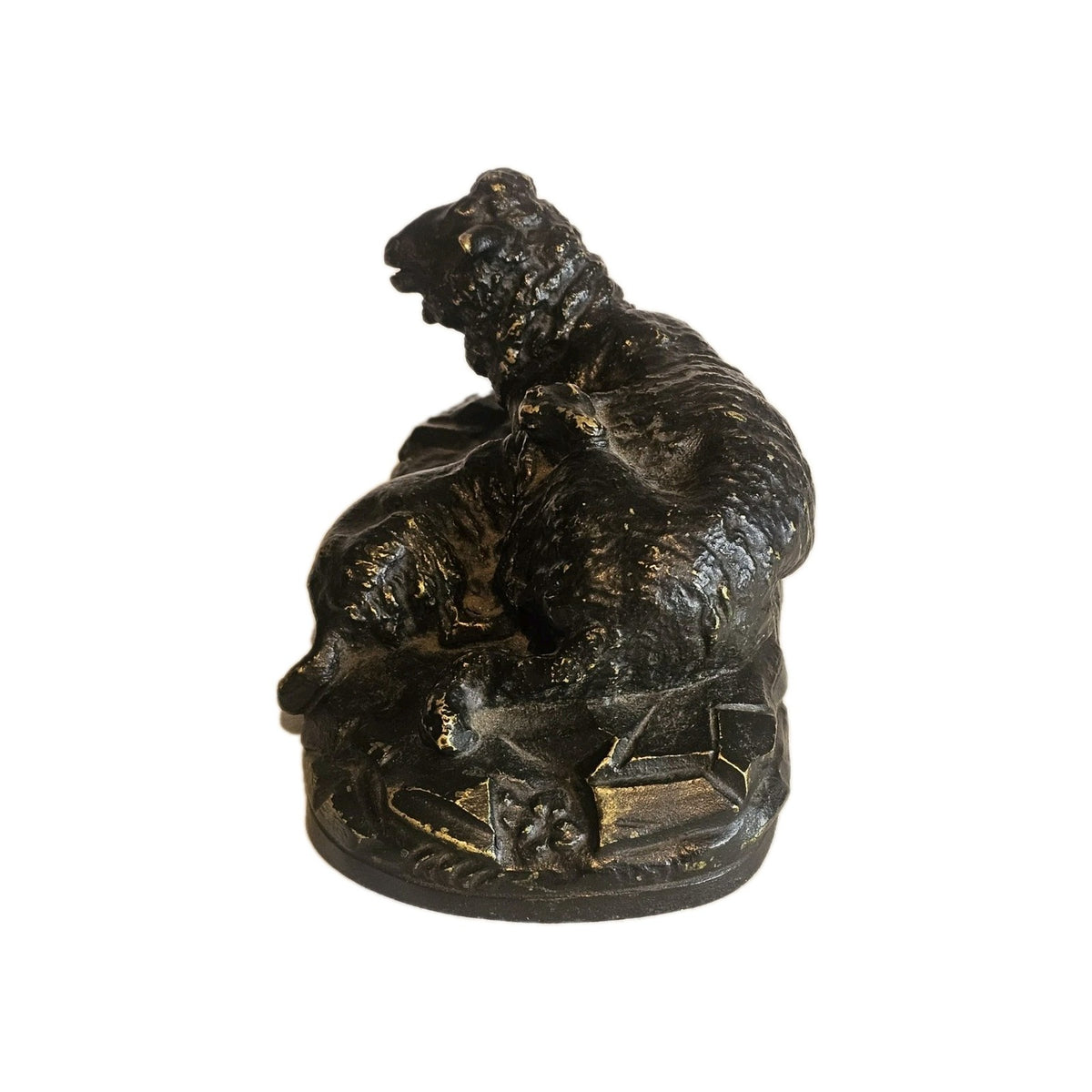 A 19thC Pair of Signed Andrea Buci  Bronze Sculptures Modelled as Ram  and Sheep