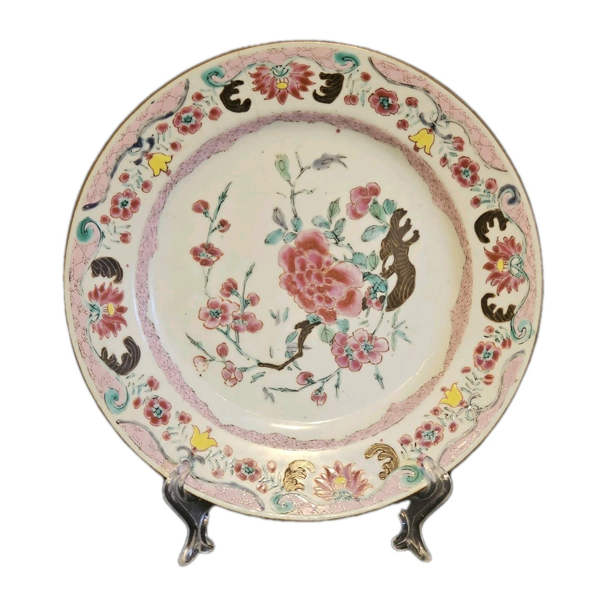 An 18thC Qianlong Chinese Porcelain Plate, Hand Painted & Enamelled