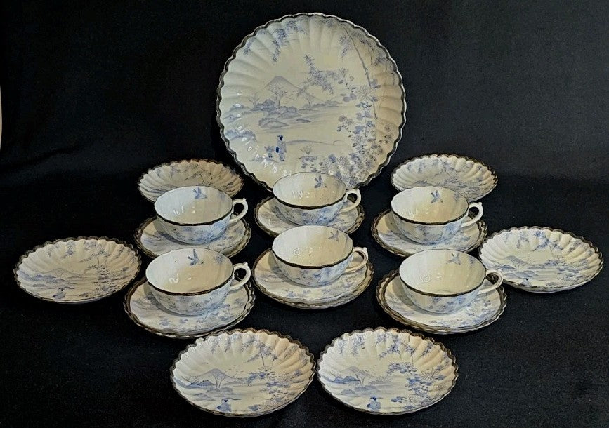 An Antique Japanese Eggshell Porcelain Tea Service Hand Painted