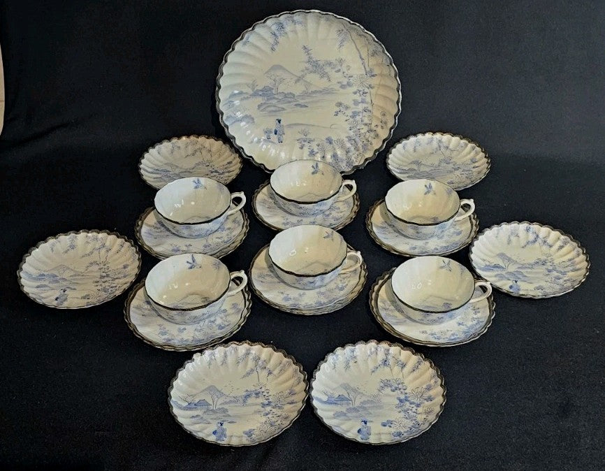 An Antique Japanese Eggshell Porcelain Tea Service Hand Painted