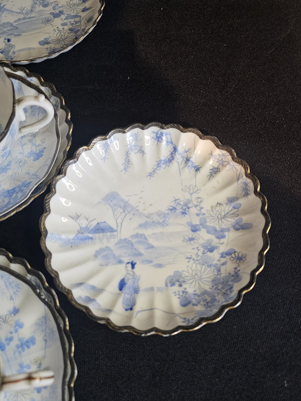 An Antique Japanese Eggshell Porcelain Tea Service Hand Painted