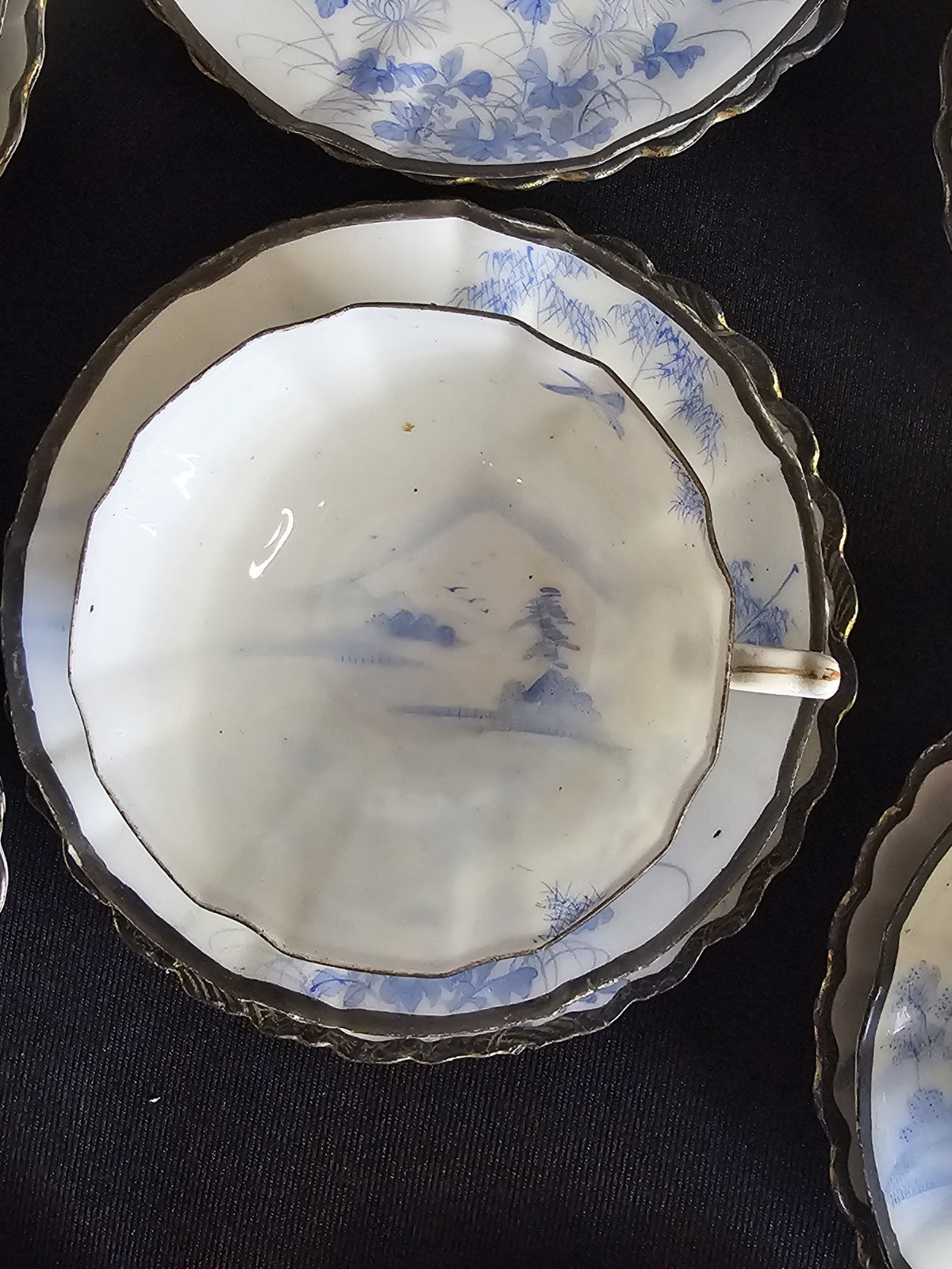 An Antique Japanese Eggshell Porcelain Tea Service Hand Painted