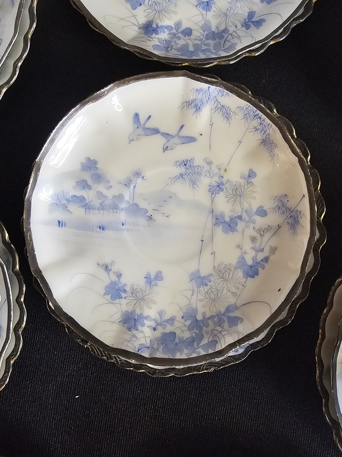 An Antique Japanese Eggshell Porcelain Tea Service Hand Painted