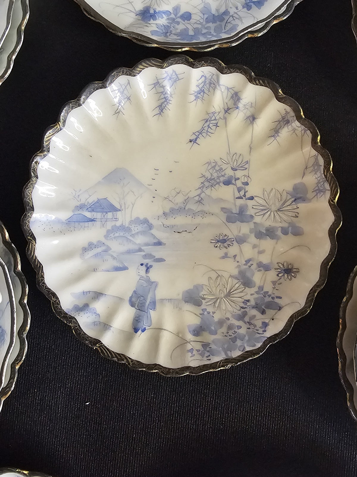 An Antique Japanese Eggshell Porcelain Tea Service Hand Painted