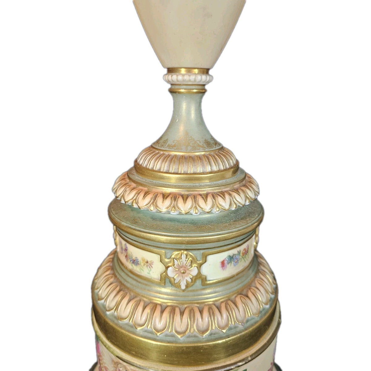 An Antique Royal Worcester Ivory Blush Table Lamp, Hand Painted
