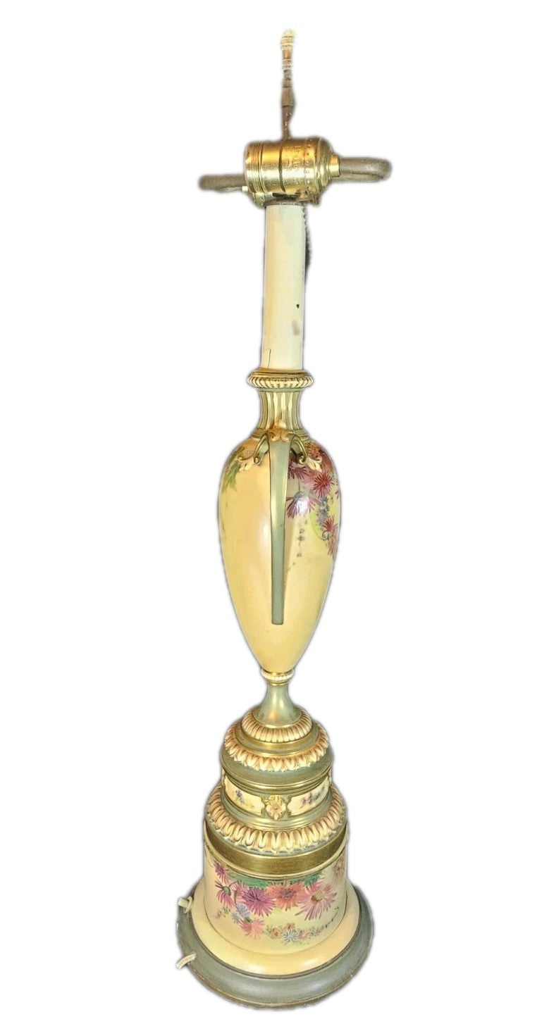 An Antique Royal Worcester Ivory Blush Table Lamp, Hand Painted