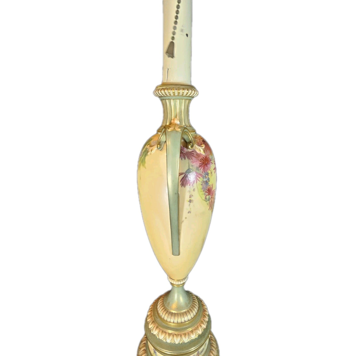 An Antique Royal Worcester Ivory Blush Table Lamp, Hand Painted