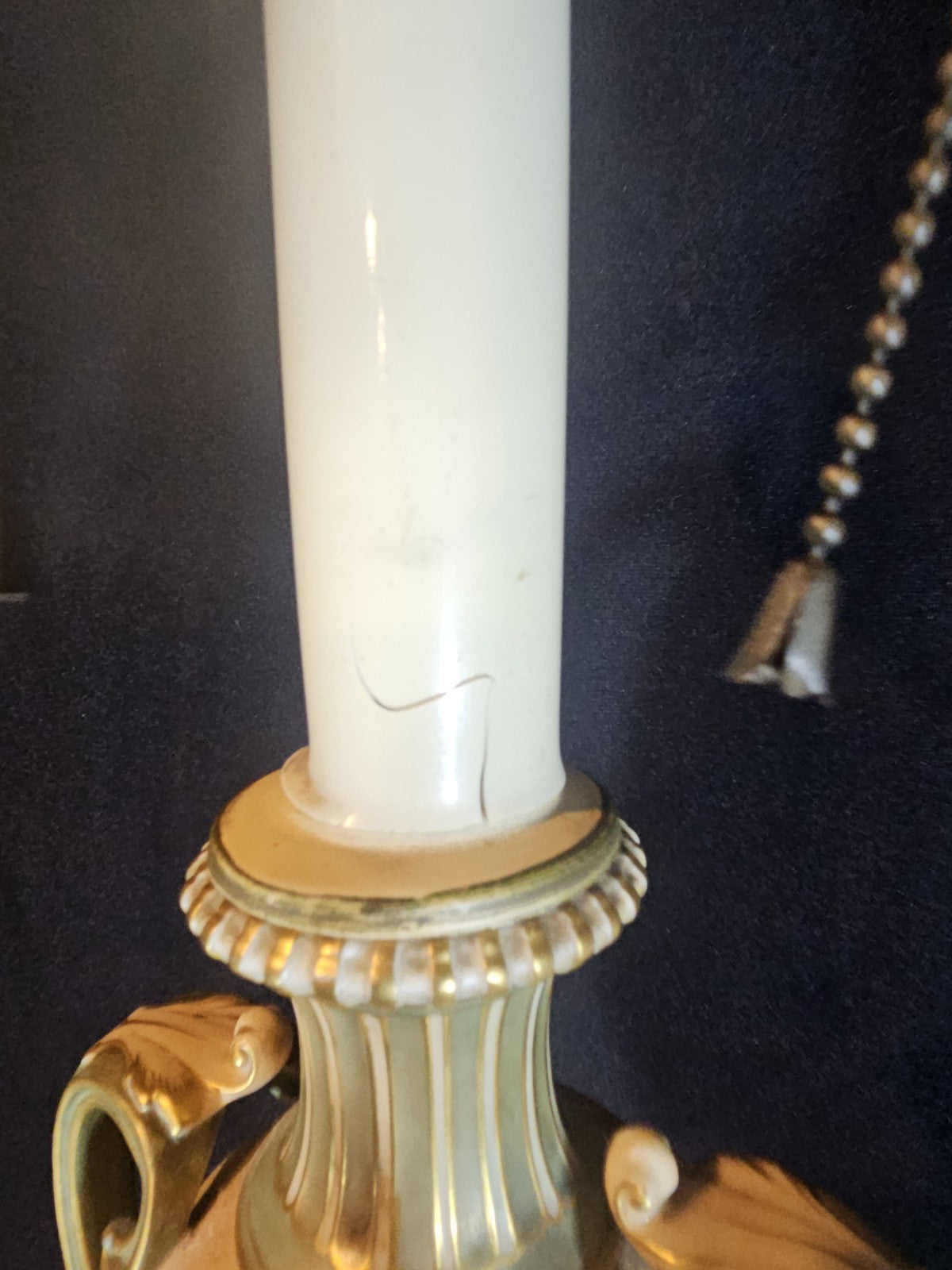 An Antique Royal Worcester Ivory Blush Table Lamp, Hand Painted
