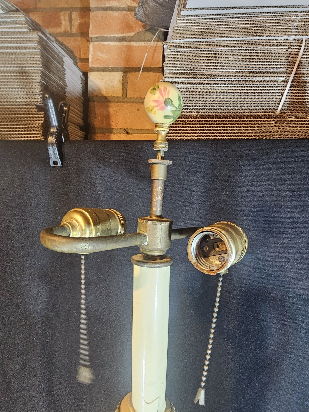 An Antique Royal Worcester Ivory Blush Table Lamp, Hand Painted