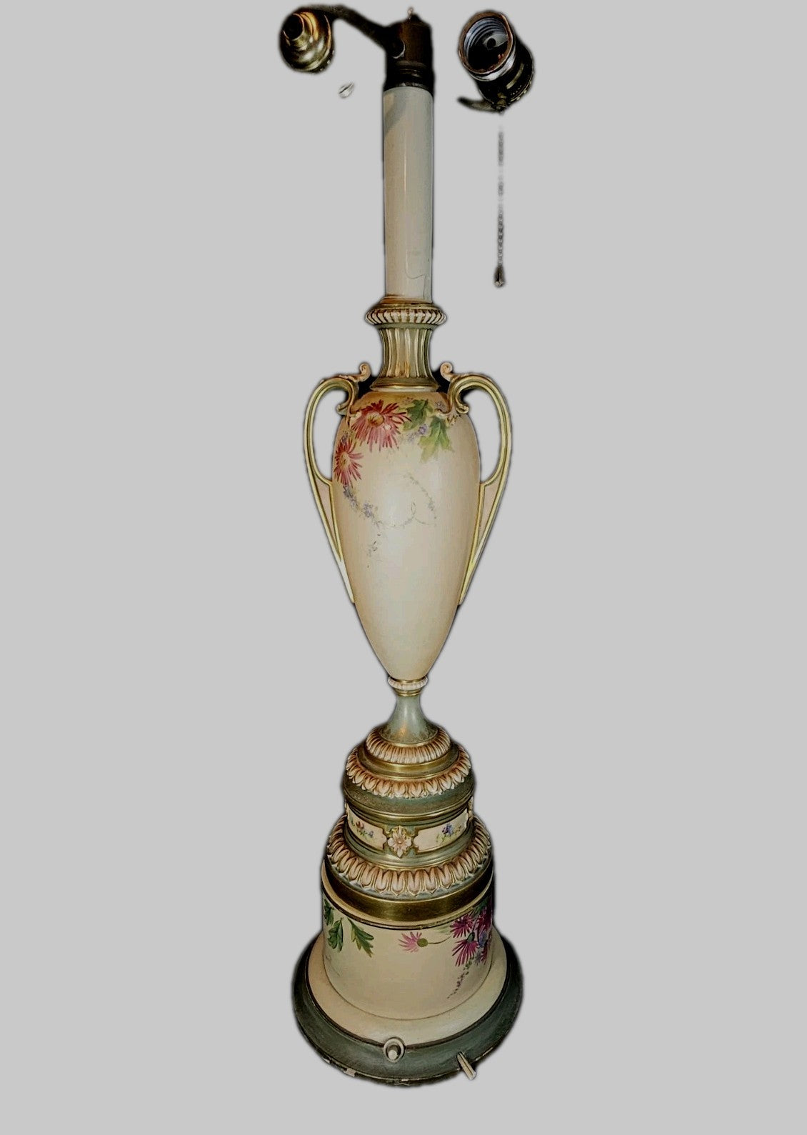 An Antique Royal Worcester Ivory Blush Table Lamp, Hand Painted