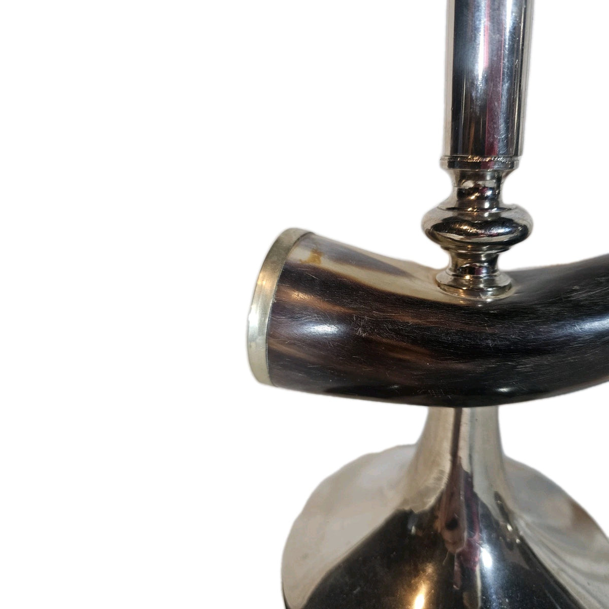 A Vintage Pair of Bull Horn Candlestick Holders in Silver