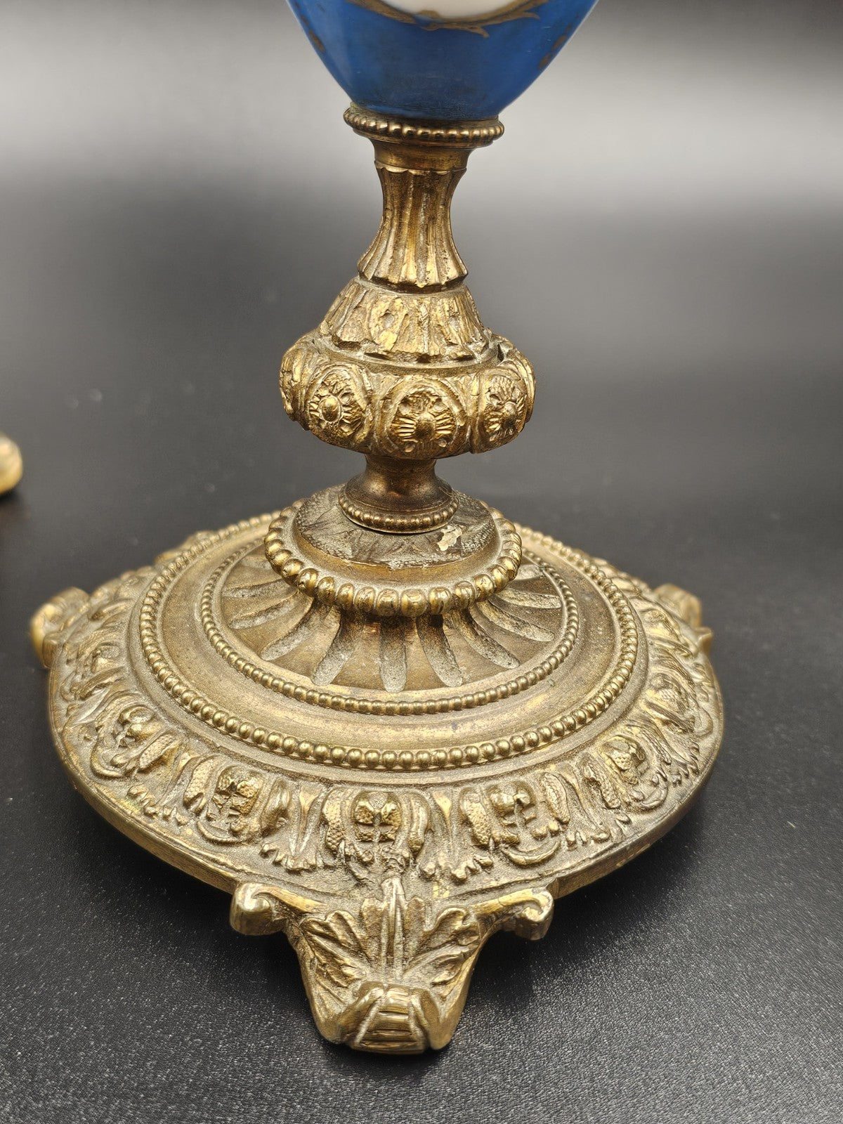 A 19thC French Pair of Sevres Style Omalu Mounted & Porcelain Candlesticks