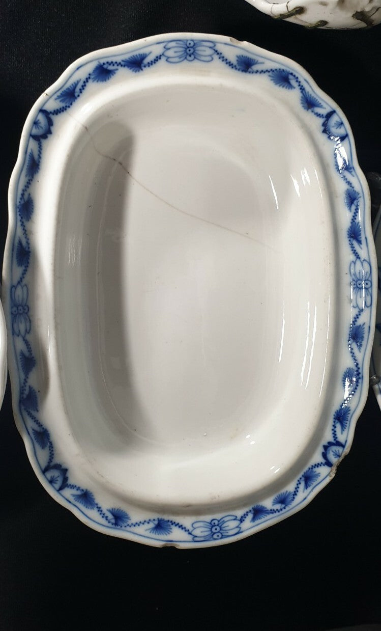 A Bloch & Co Eickwald Blue and White Onion Pattern Dinner Service,  19thC