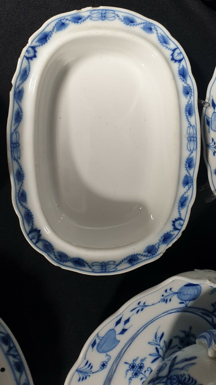 A Bloch & Co Eickwald Blue and White Onion Pattern Dinner Service,  19thC