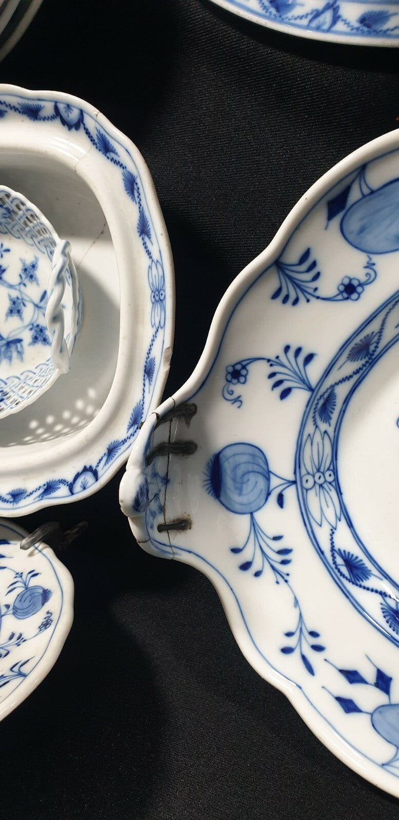 A Bloch & Co Eickwald Blue and White Onion Pattern Dinner Service,  19thC