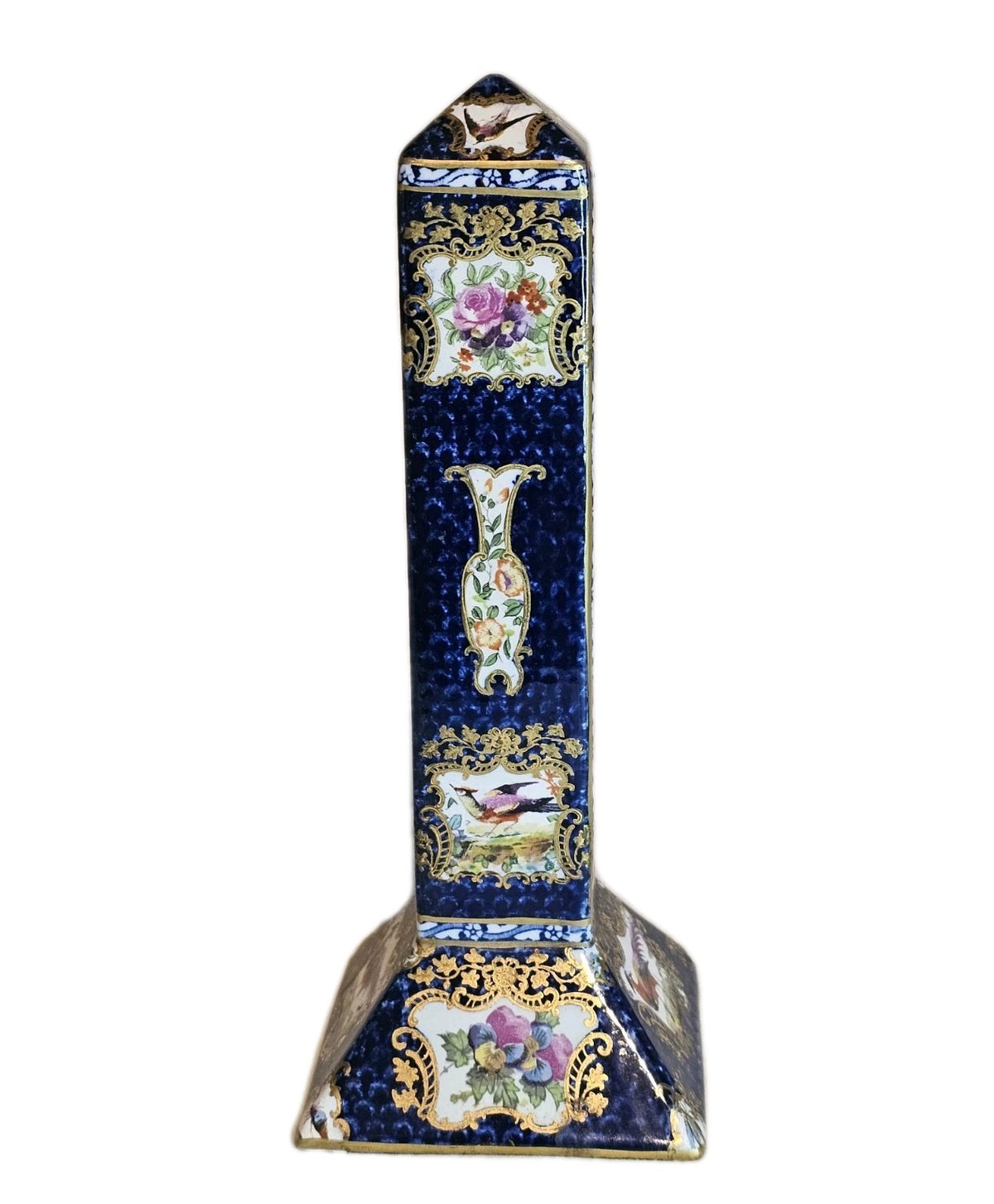 A 19TH CENTURY PORCELAIN SEVRES STYLE OBELISK FORMED DESK THERMOMETER
