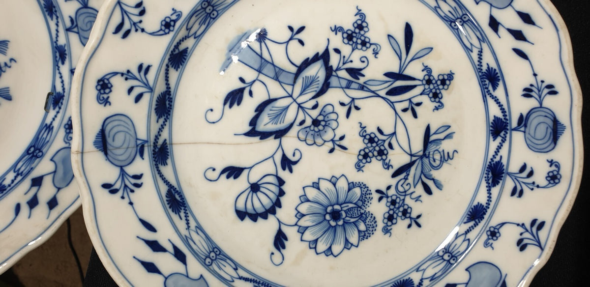 A Bloch & Co Eickwald Blue and White Onion Pattern Dinner Service,  19thC