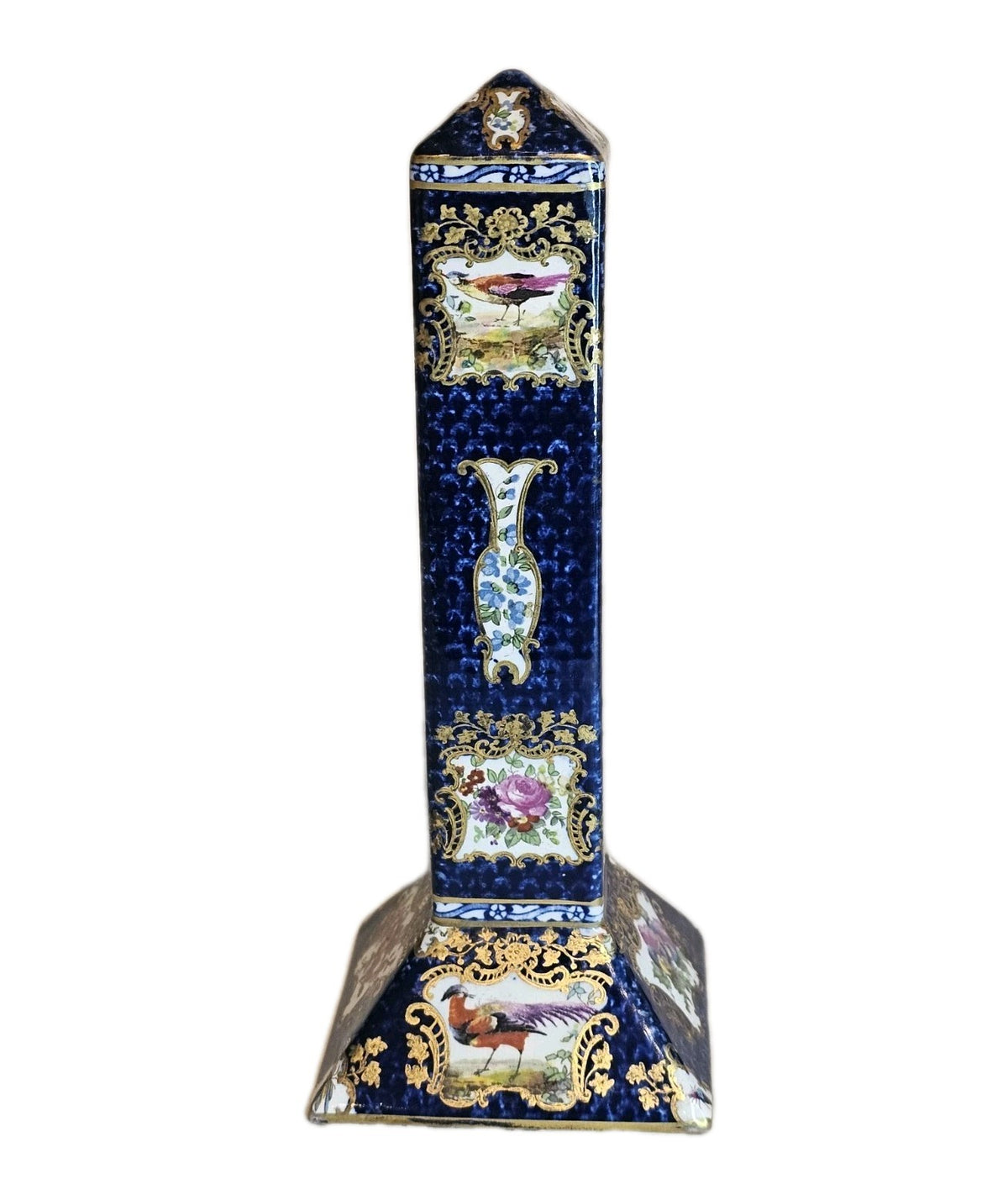 A 19TH CENTURY PORCELAIN SEVRES STYLE OBELISK FORMED DESK THERMOMETER