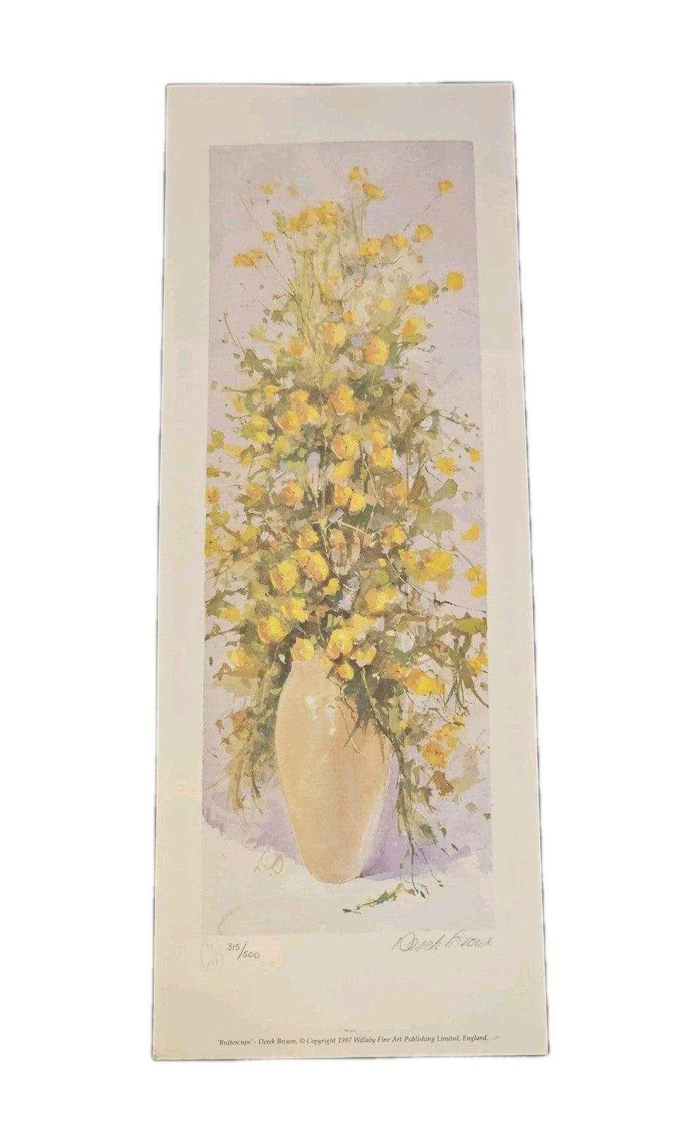 A Limited Edition Print of a Still life  Signed by Derek Brown - Buttercups
