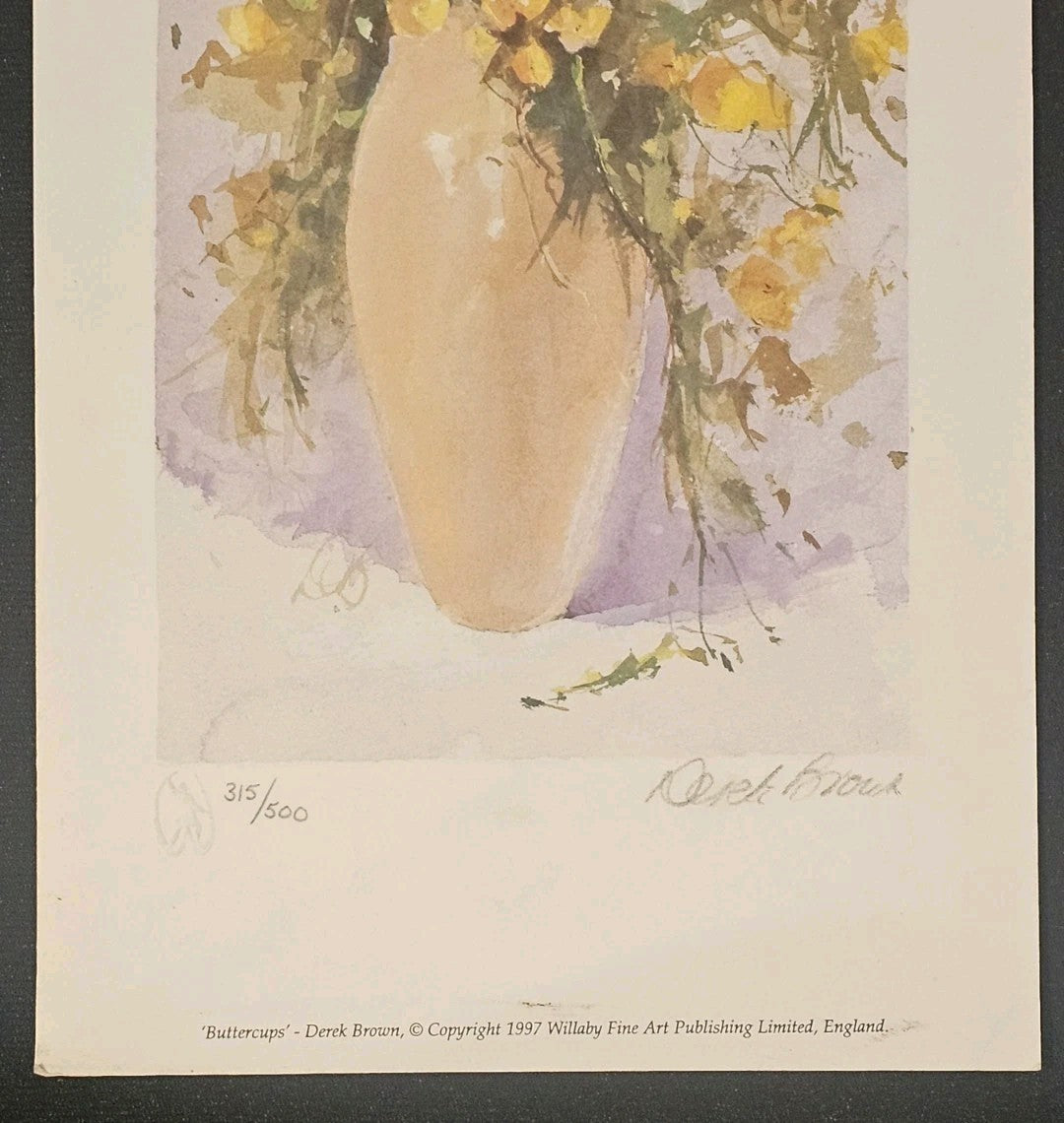 A Limited Edition Print of a Still life  Signed by Derek Brown - Buttercups
