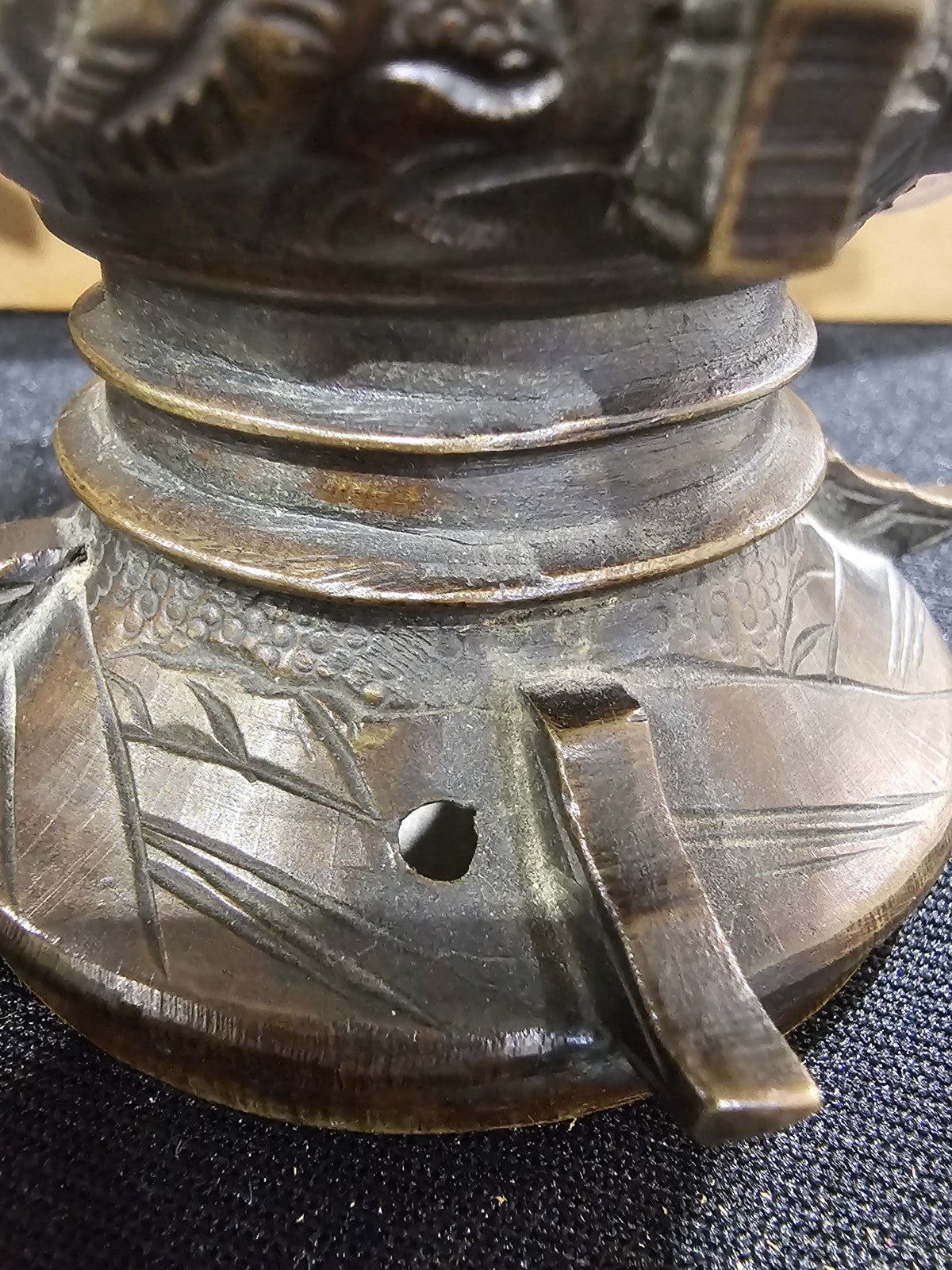 A Pair of Japanese Bronze Vases, 19thC, Engraved with Deer and Birds