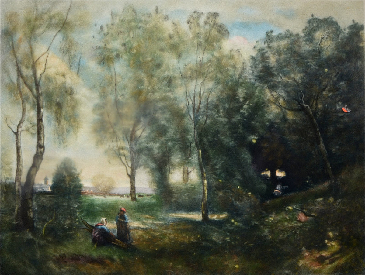 Henry Scott Bridgwater (1864-1950) after J-B-C Corot Les Bucheronnes, Mezzotint