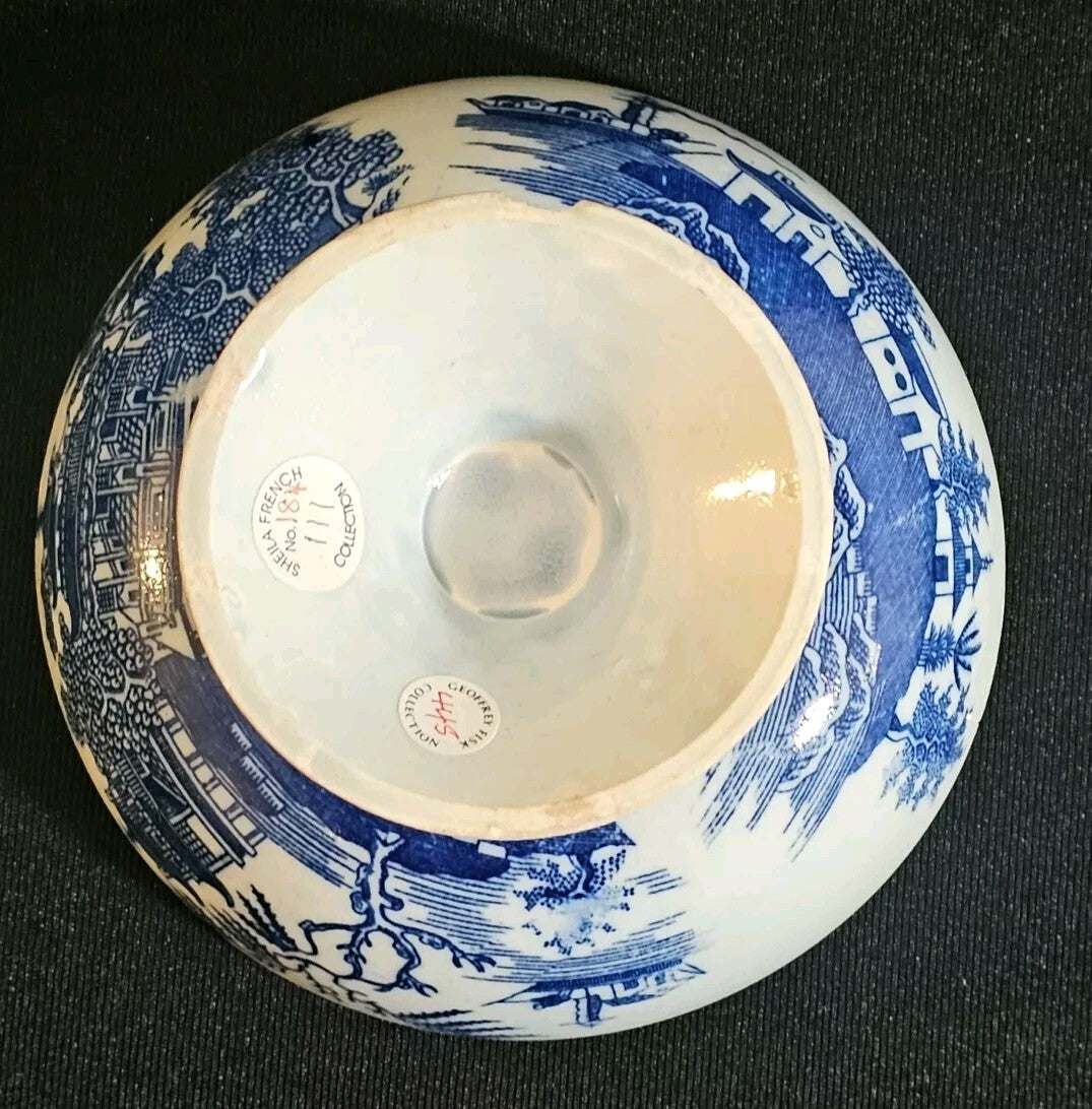 A Round Underglaze Blue Printed Pearlware Pedestal Bowl, C1800-10 A/F