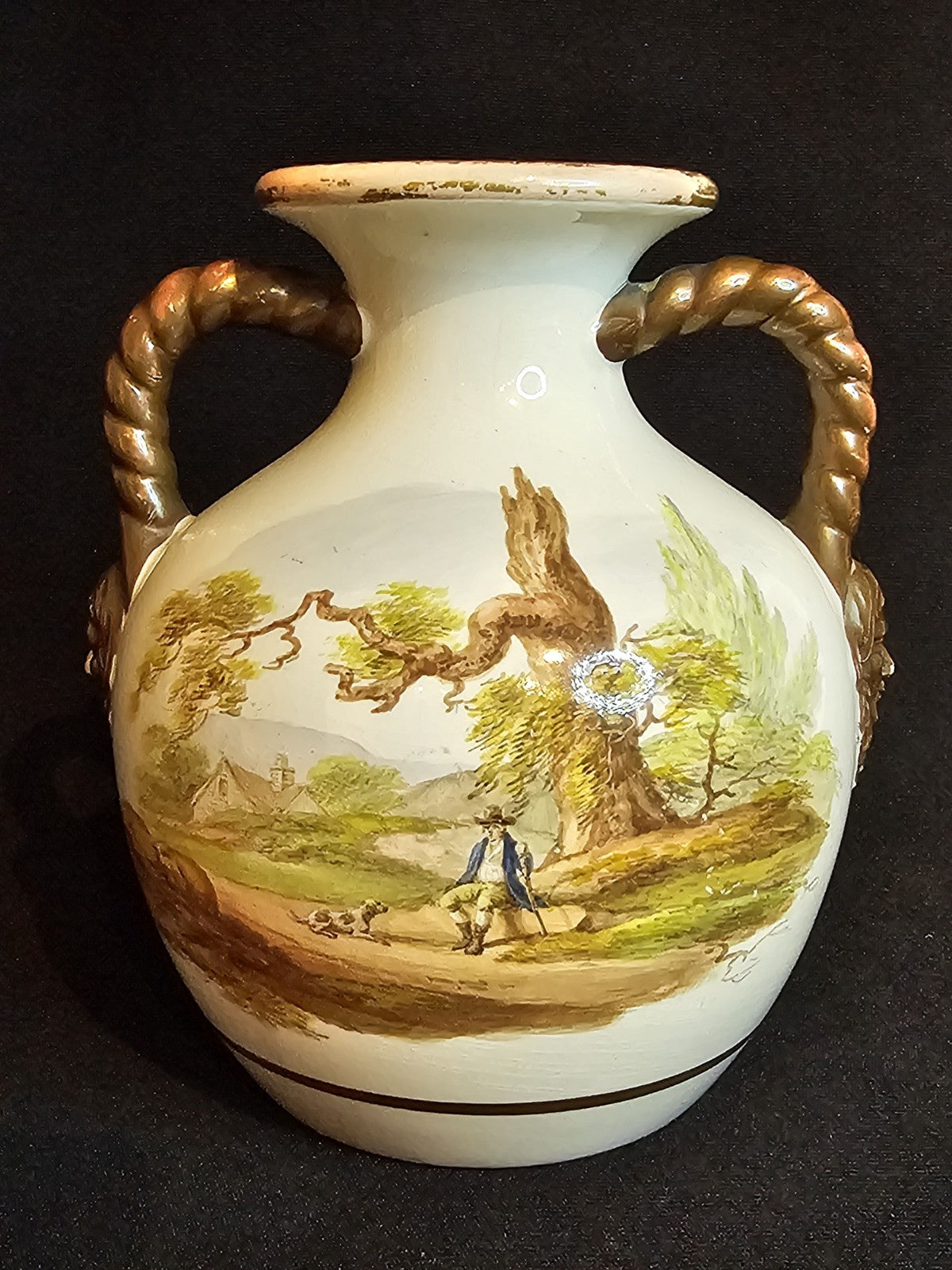 A Pair of Staffordshire Pearlware Vases of Portland Vase shape, C1820,