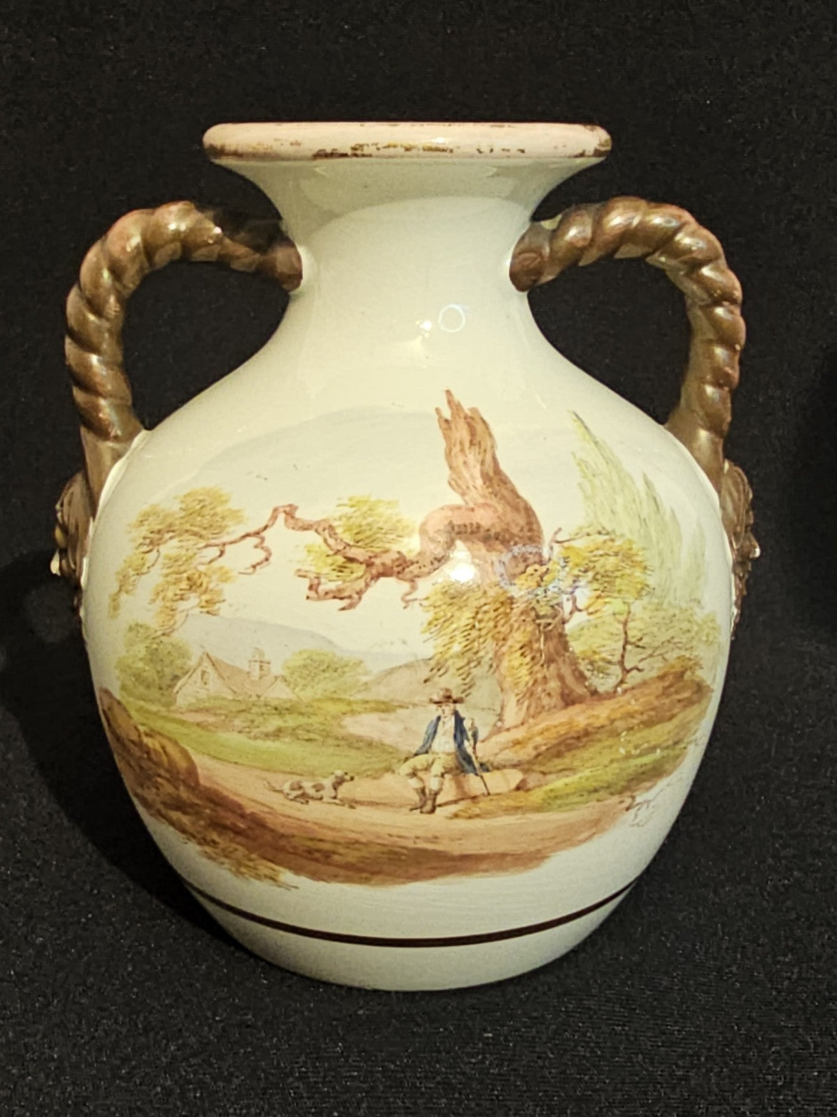 A Pair of Staffordshire Pearlware Vases of Portland Vase shape, C1820,