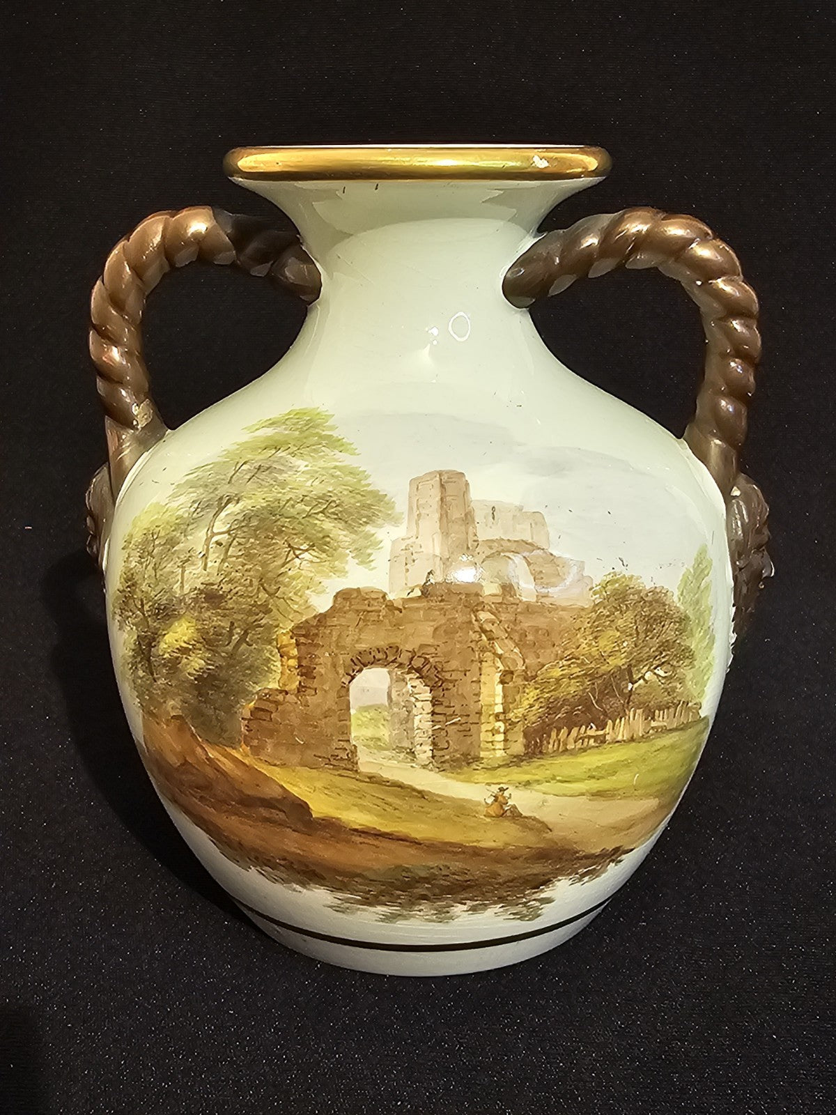 A Pair of Staffordshire Pearlware Vases of Portland Vase shape, C1820,
