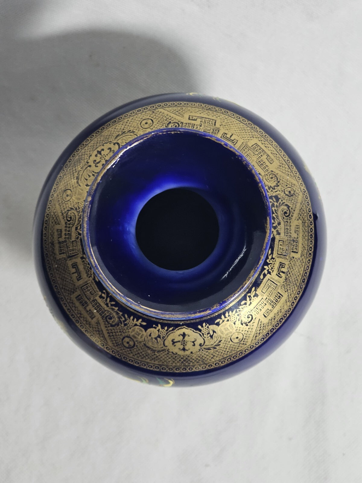 A John Tams Cobalt Ground Earthenware Vase with Chinoiserie Decoration, c1930,