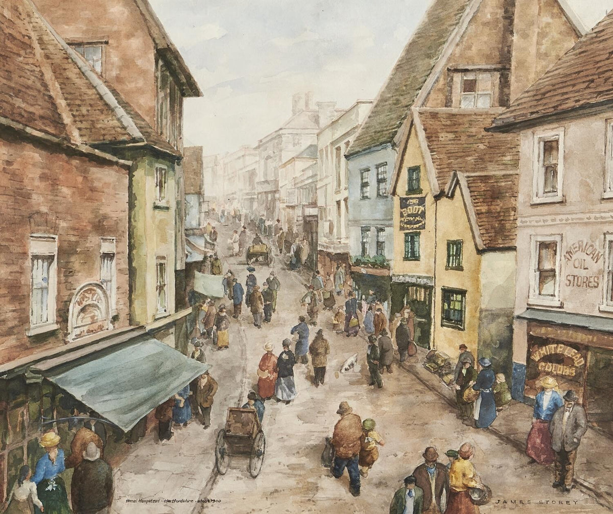 James Storey, 20th c - Hemel Hempstead, signed and inscribed, watercolour