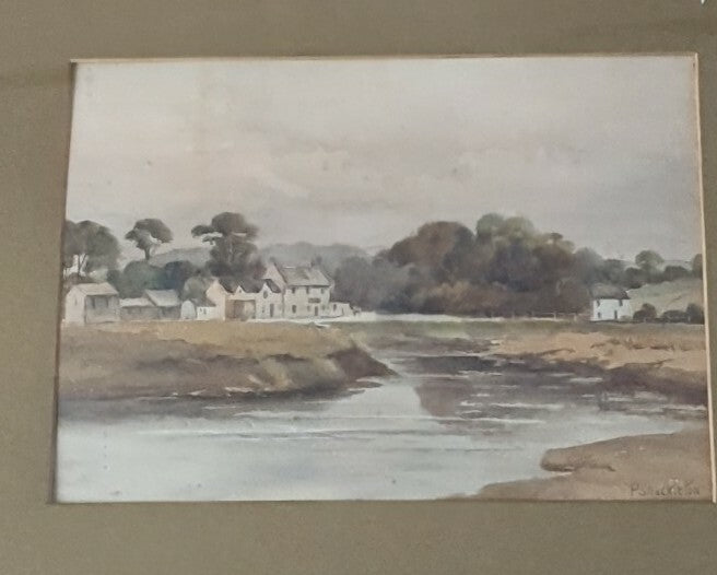Antique watercolour painting by  P Shackleton, 1915