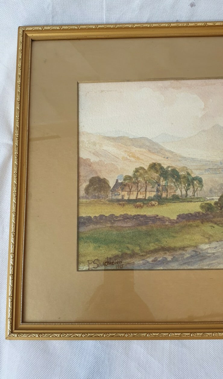 Antique watercolour by P Shackleton, 1915