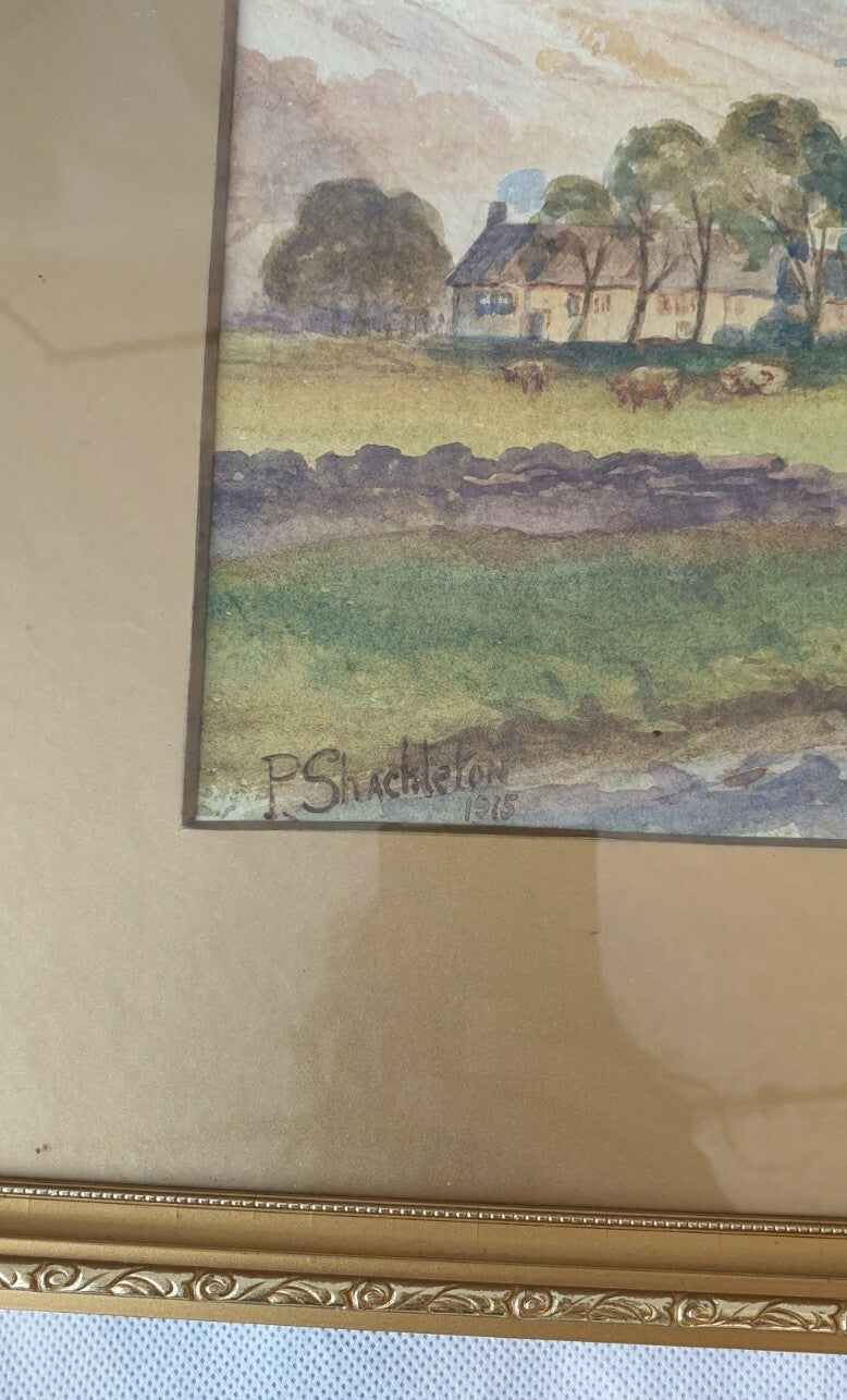 Antique watercolour by P Shackleton, 1915