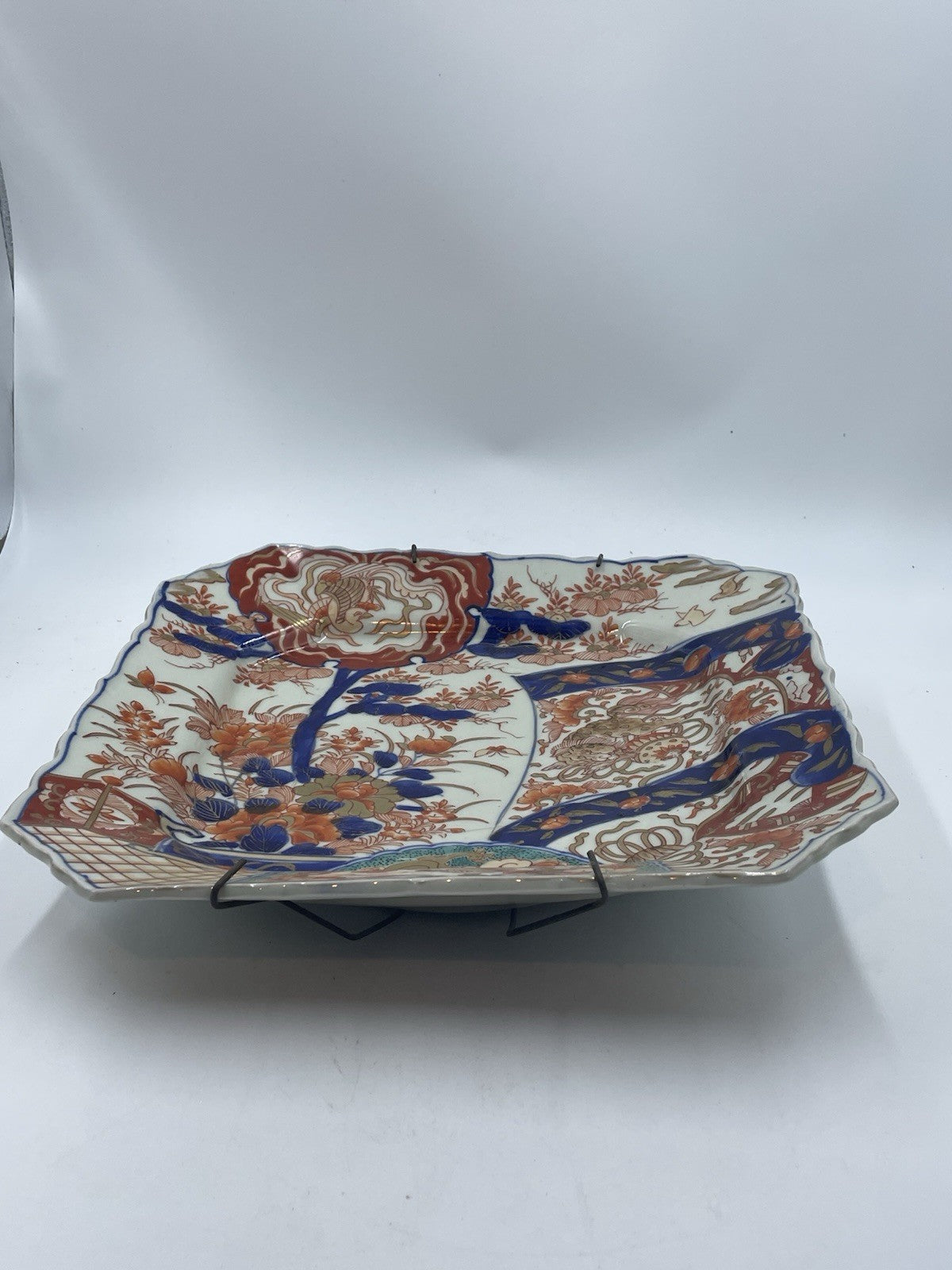 A Japanese 19thC Meiji Period Square Charger Imari Pattern Hand Painted