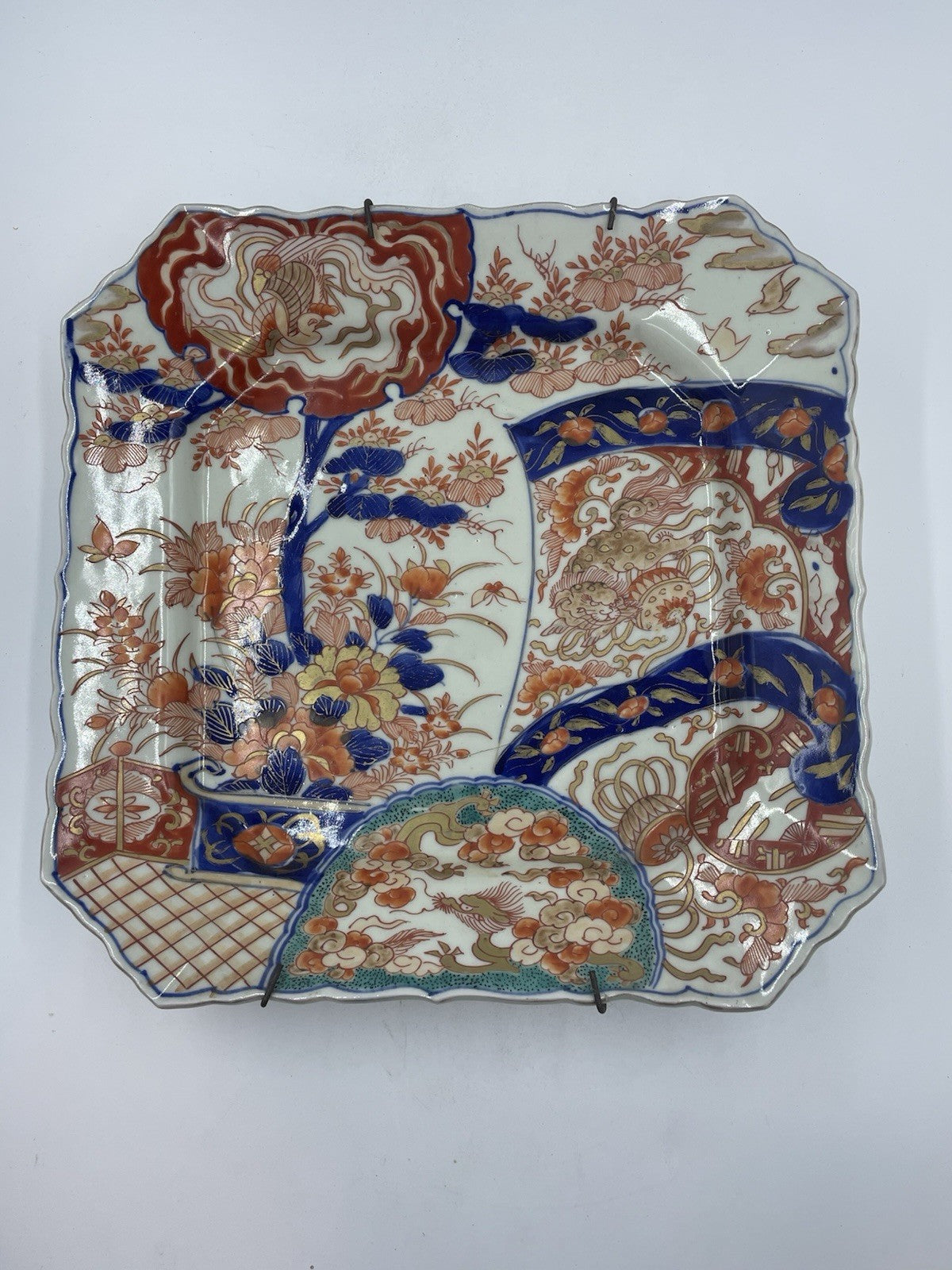 A Japanese 19thC Meiji Period Square Charger Imari Pattern Hand Painted