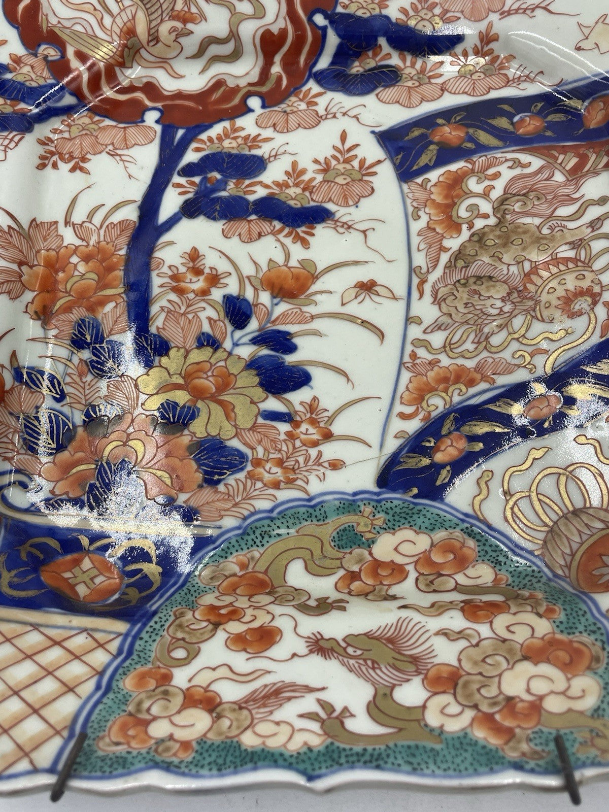 A Japanese 19thC Meiji Period Square Charger Imari Pattern Hand Painted