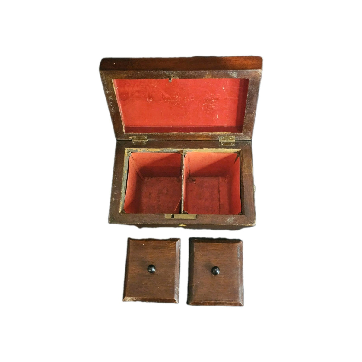 A George III Mahogany Sarcophagus Shaped Tea Chest, with Brass Twin Ring Handles