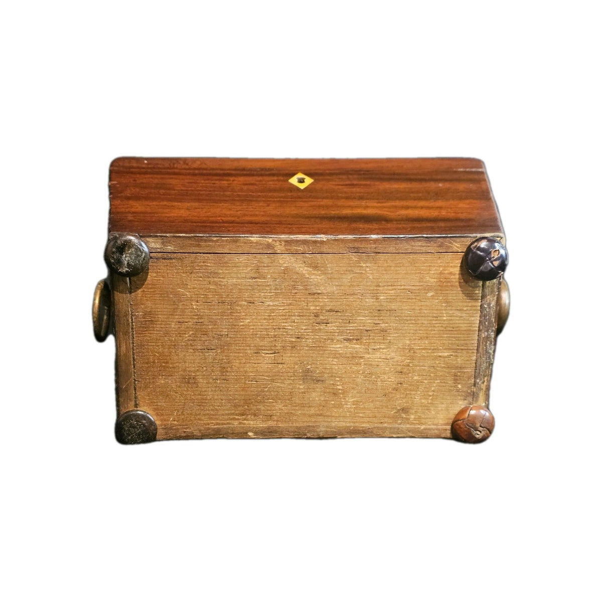 A George III Mahogany Sarcophagus Shaped Tea Chest, with Brass Twin Ring Handles