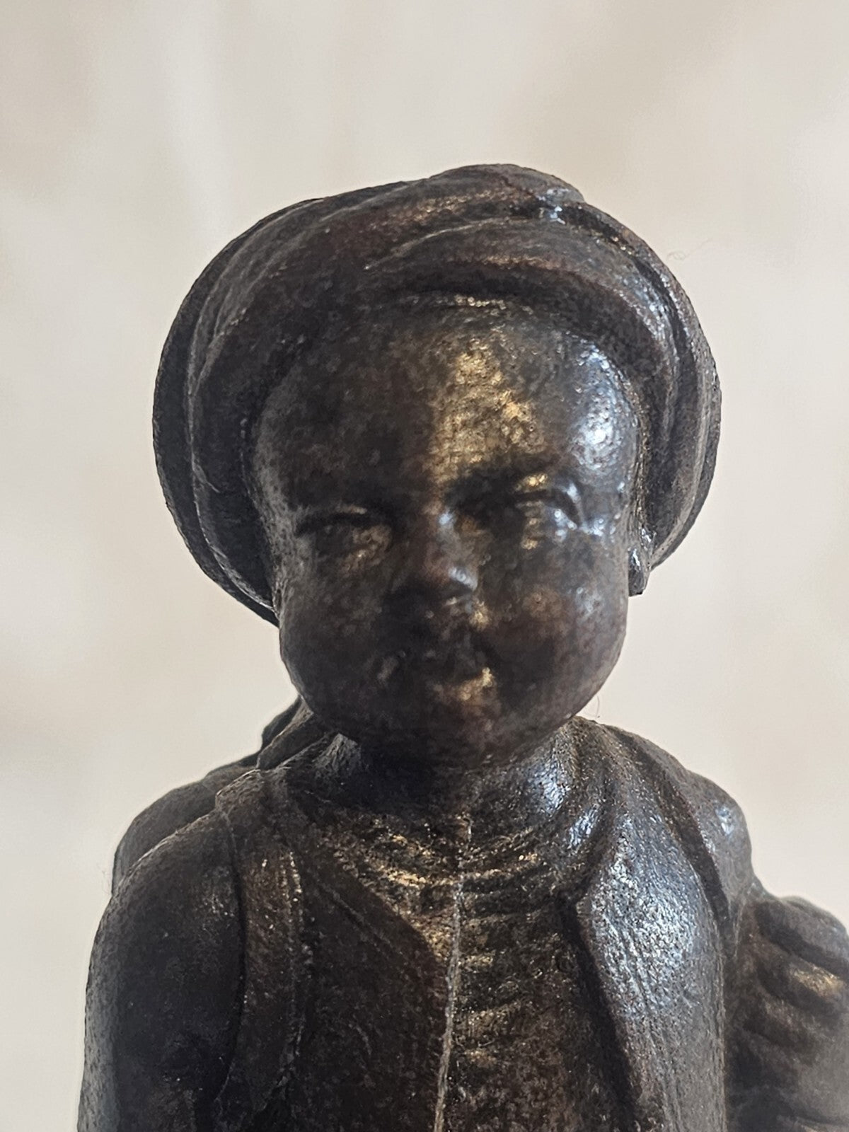 A Pair of French  Bronzed Spelter Statuettes Of Boys on a Marble Base, Signed