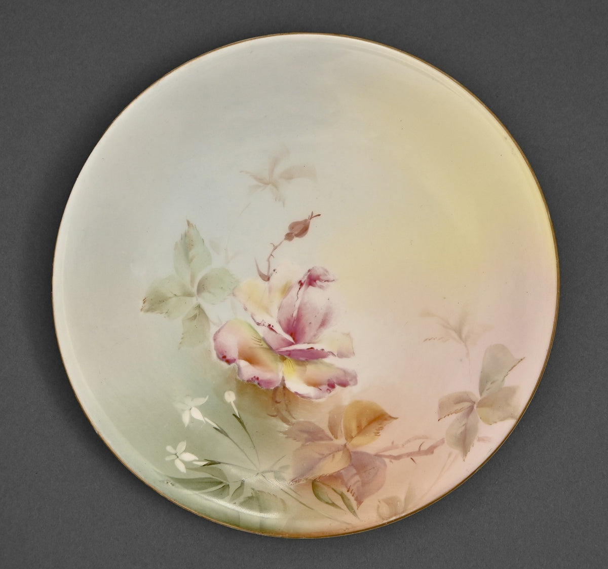 A Royal Worcester Plate, C1907, Hand Painted with Hadley Roses