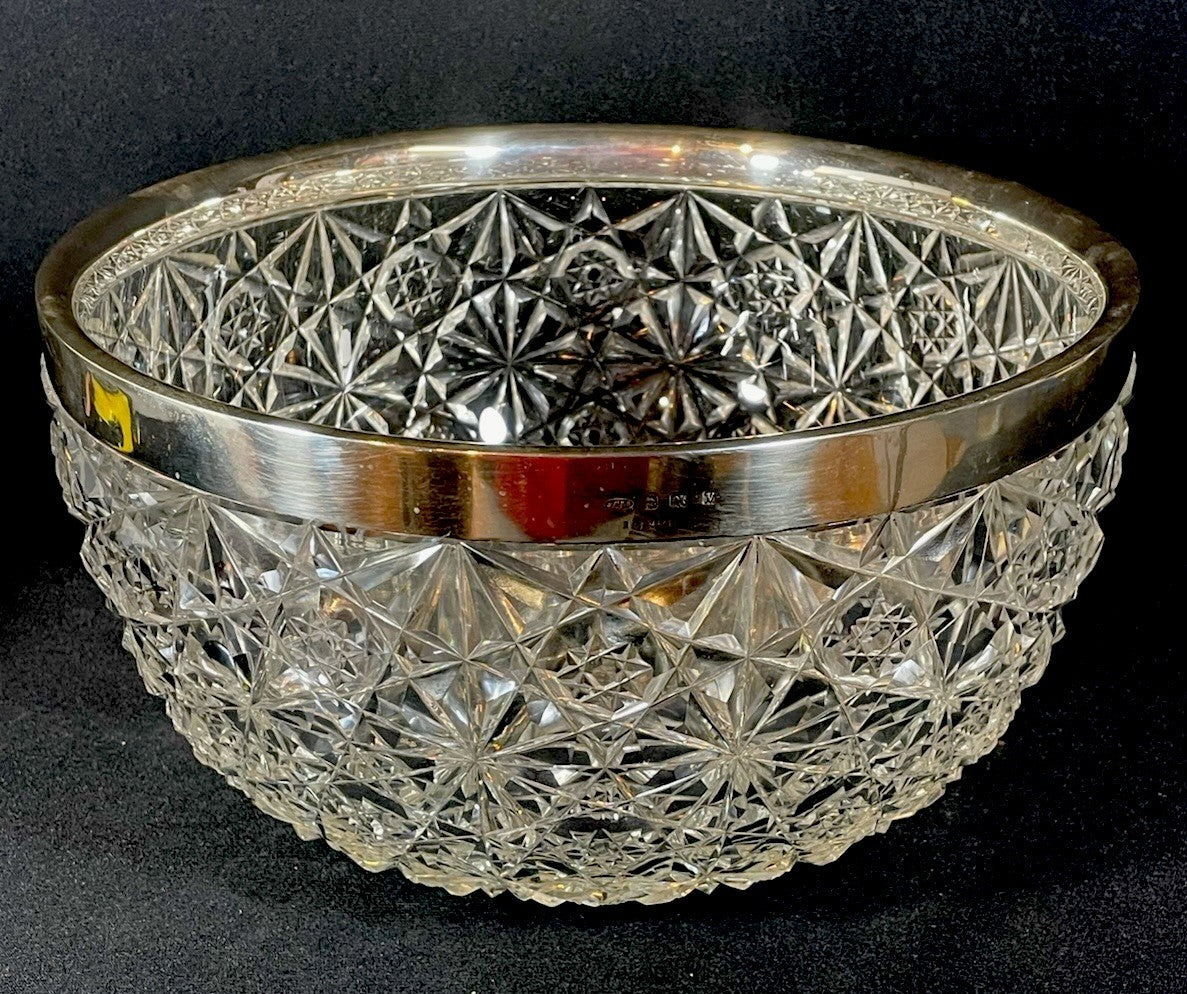 An 19thC Silver Mounted Cut Glass Centrepiece Bowl Hallmarked