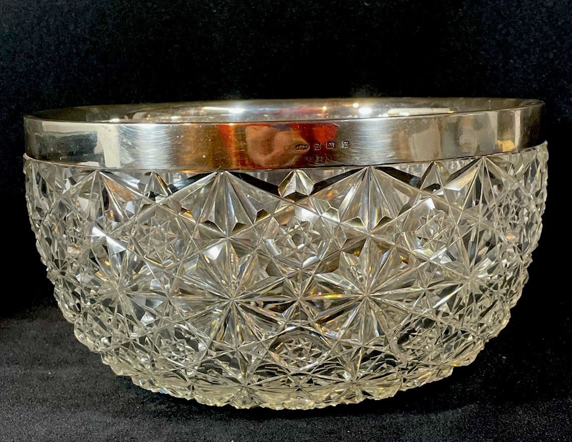 An 19thC Silver Mounted Cut Glass Centrepiece Bowl Hallmarked