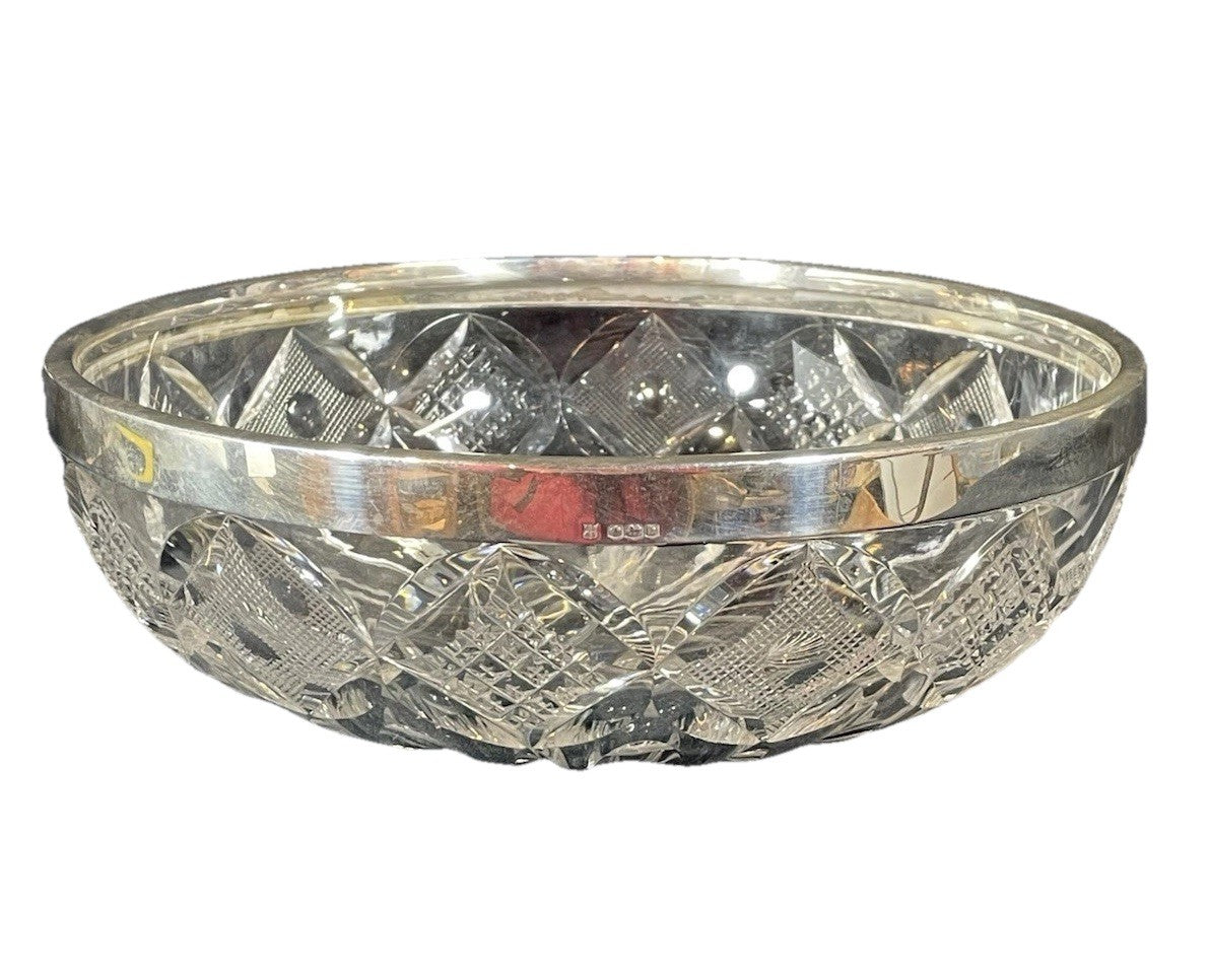 An 19thC Silver Mounted Cut Glass Centrepiece Bowl Hallmarked