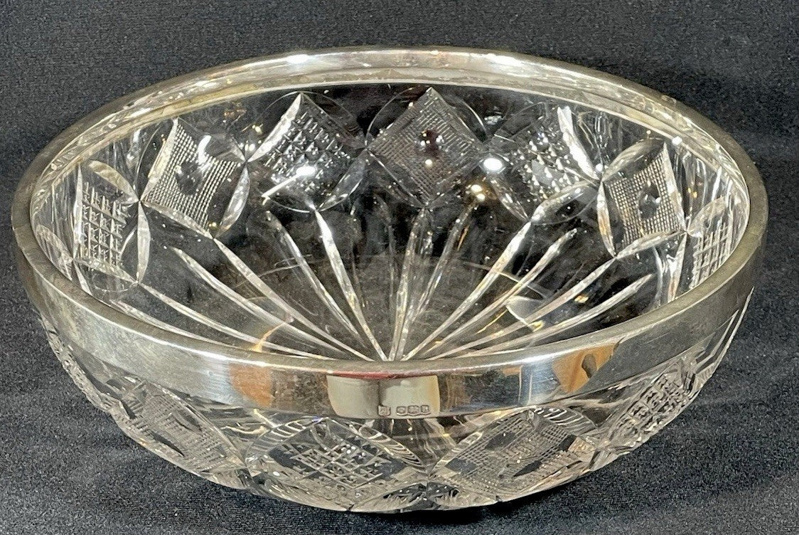 An 19thC Silver Mounted Cut Glass Centrepiece Bowl Hallmarked