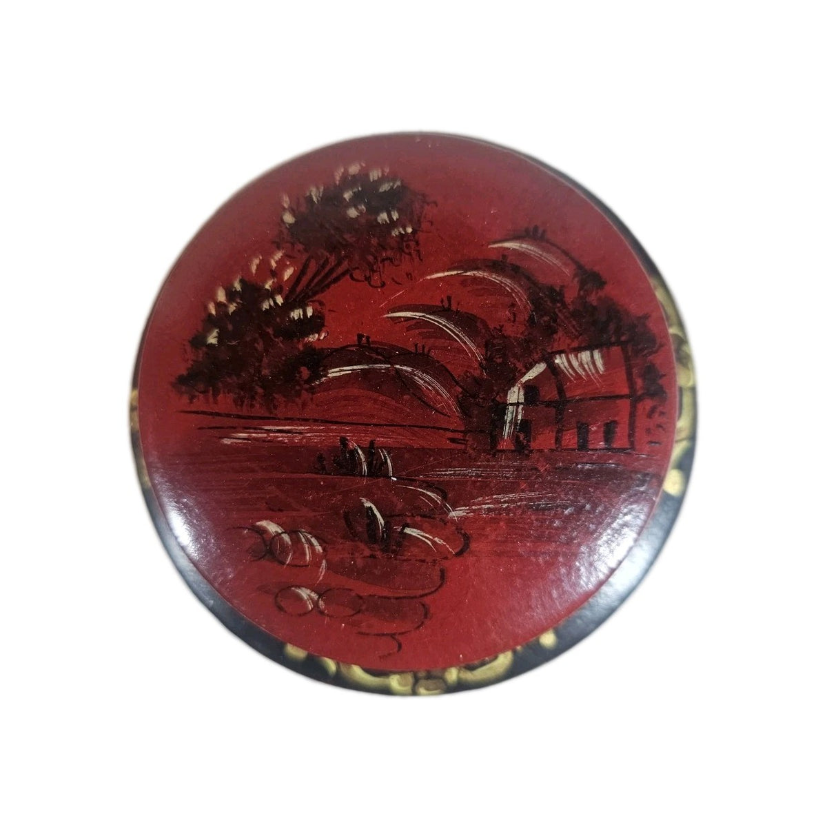 A Pair of Toleware Canisters in Red 18thC Style Hand Painted with Chinoiserie